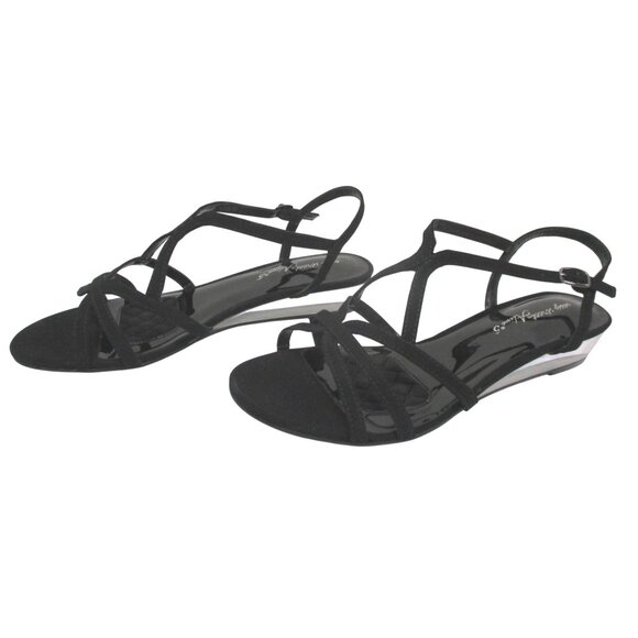 EASY STREET Alive 5 Women's Black Strappy Clear Wedge Heel Sandals 10WW NIB - Picture 6 of 8
